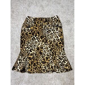 Vintage Carlisle Leopard Print Velvet Midi Skirt Sz 2 Y2K Mob Wife Animal Print